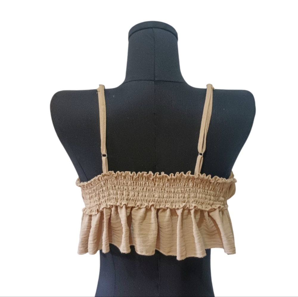 Paper Moon Tan Brown Ruffle Crop Top - Picture 7 of 7